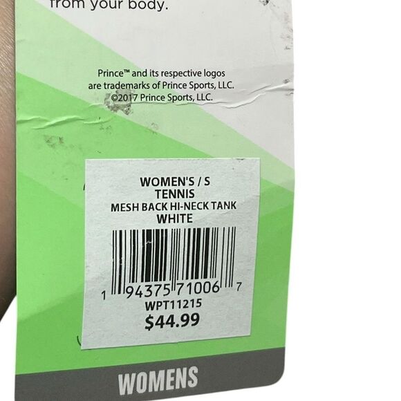 Prince Women’s White Tank Top With Mesh Back, Size S, NWT - Picture 4 of 8